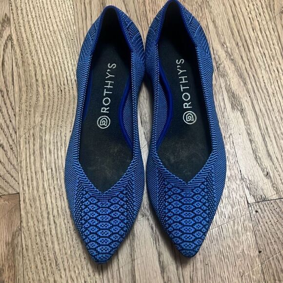 Rothy's Womens Blue Almond Toe‎ Snake Pattern Flat Heel Slip On Shoes Size 10 - Picture 1 of 11